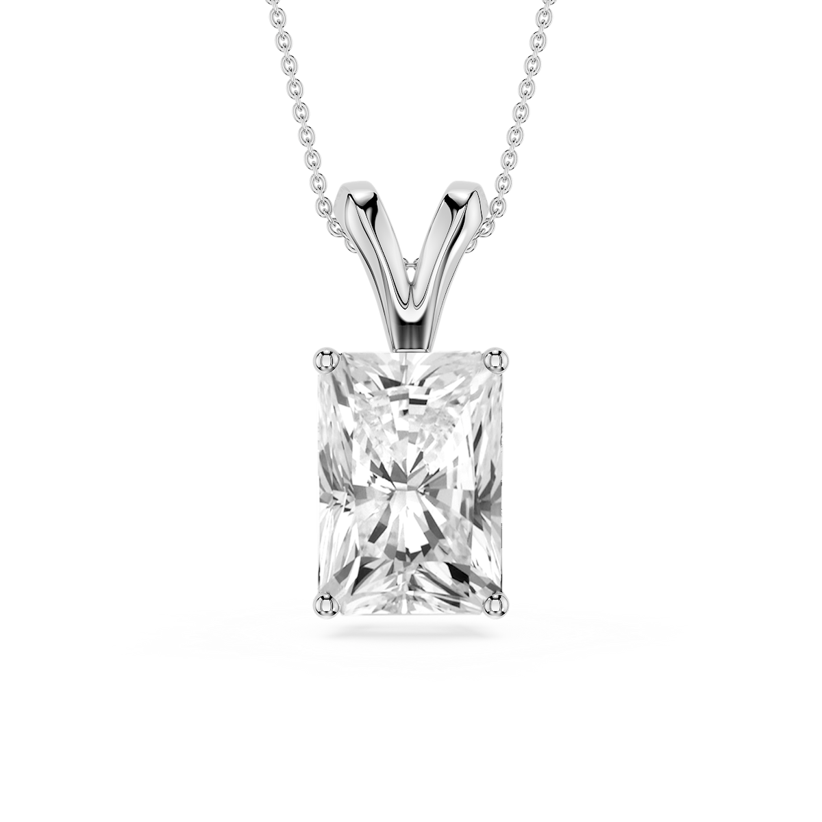 Radiant Lab Grown Diamond Double Bail Pendant - 16 to 18 Inches