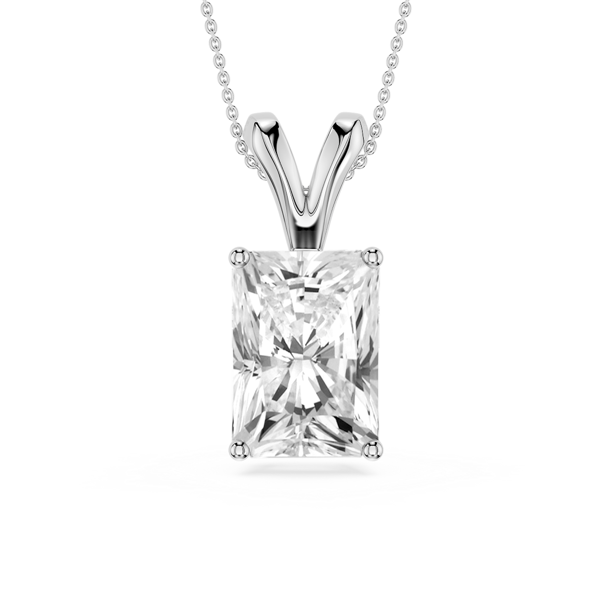 Radiant Lab Grown Diamond Double Bail Pendant - 16 to 18 Inches