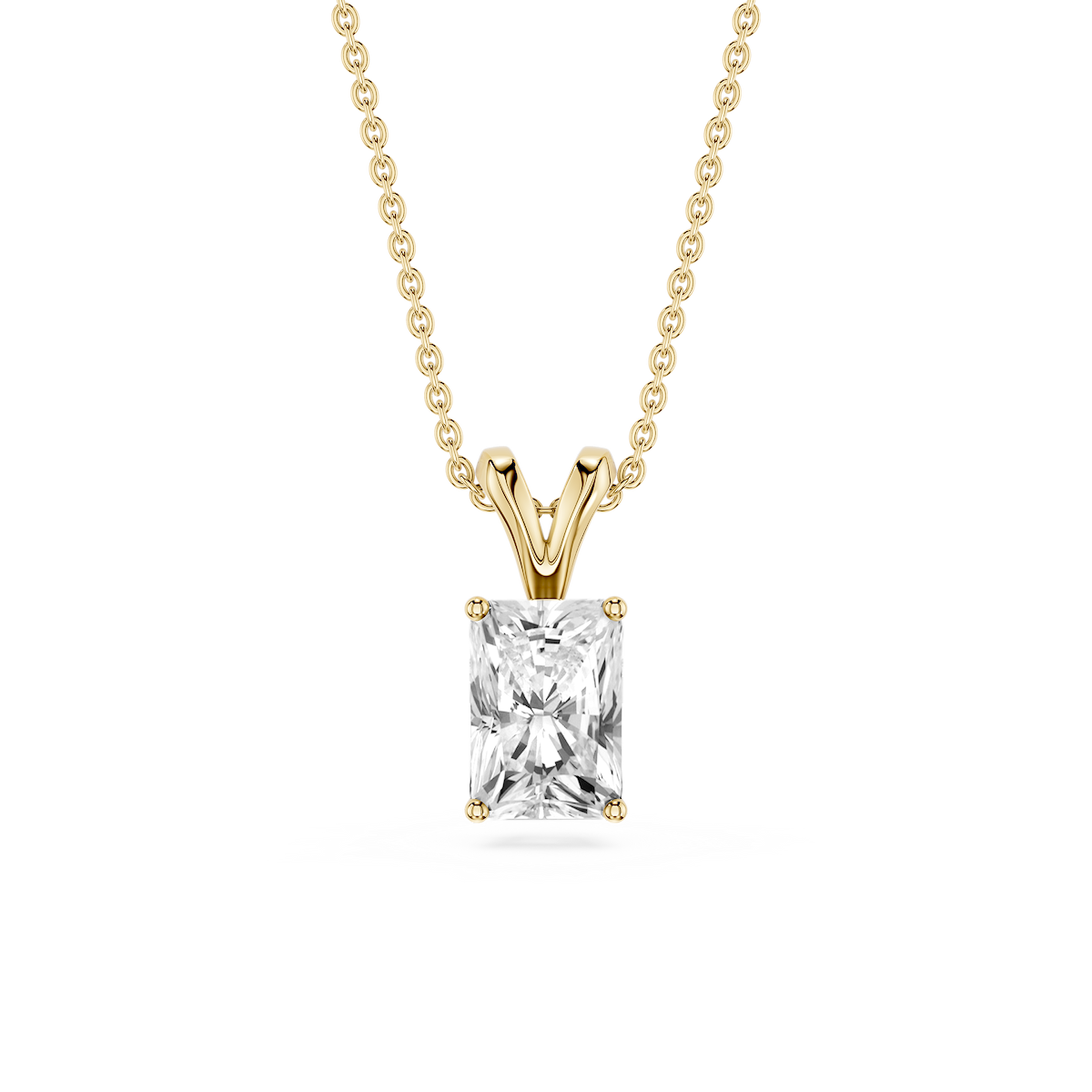 Radiant Lab Grown Diamond Double Bail Pendant - 16 to 18 Inches