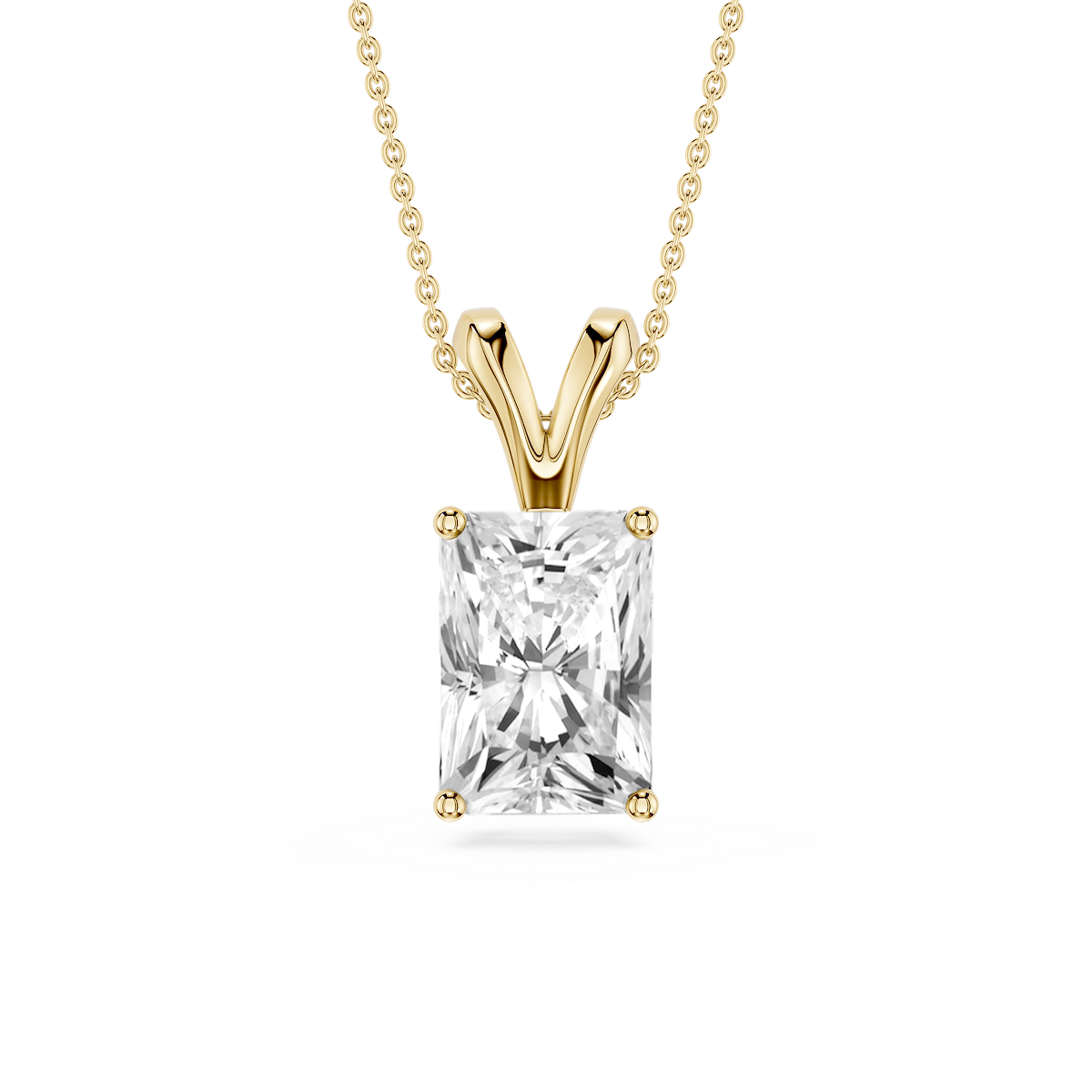 Radiant Lab Grown Diamond Double Bail Pendant - 16 to 18 Inches