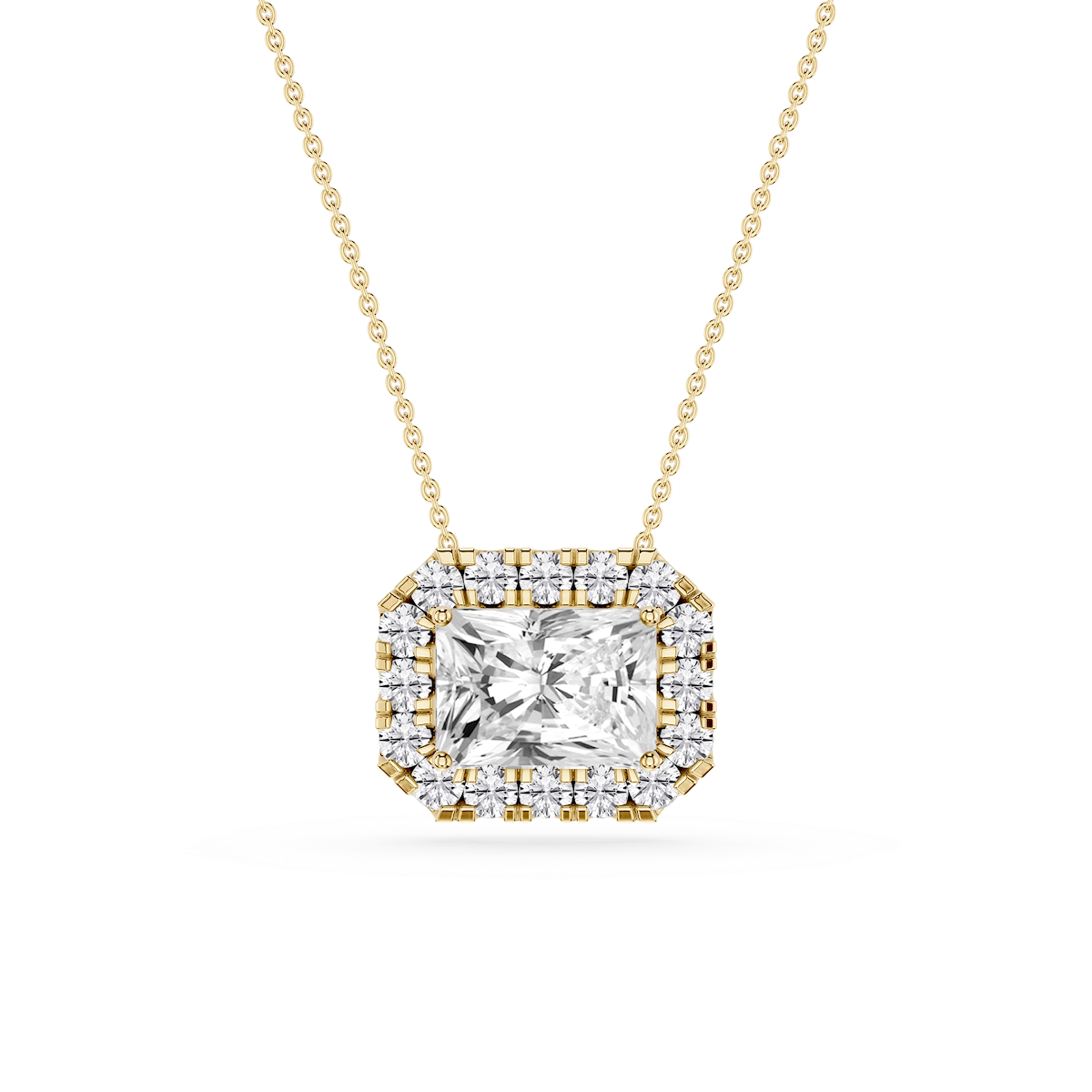 Radiant Lab Grown Diamond East West Halo Slide Pendant - 16 to 18 Inches