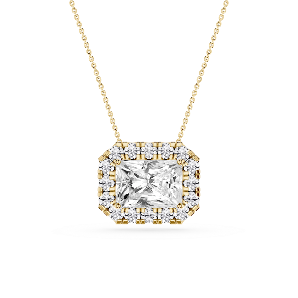 Radiant Lab Grown Diamond East West Halo Slide Pendant - 16 to 18 Inches