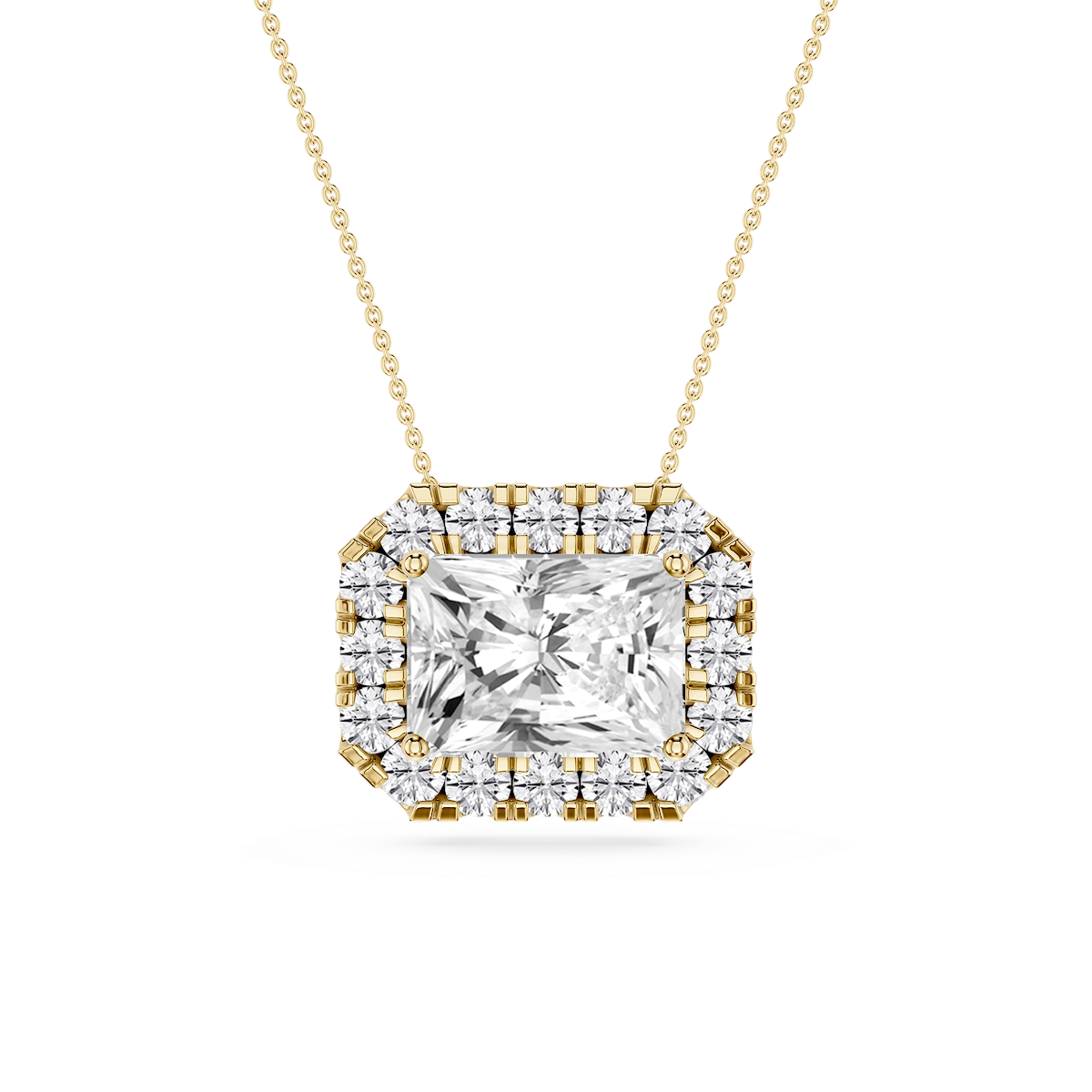 Radiant Lab Grown Diamond East West Halo Slide Pendant - 16 to 18 Inches