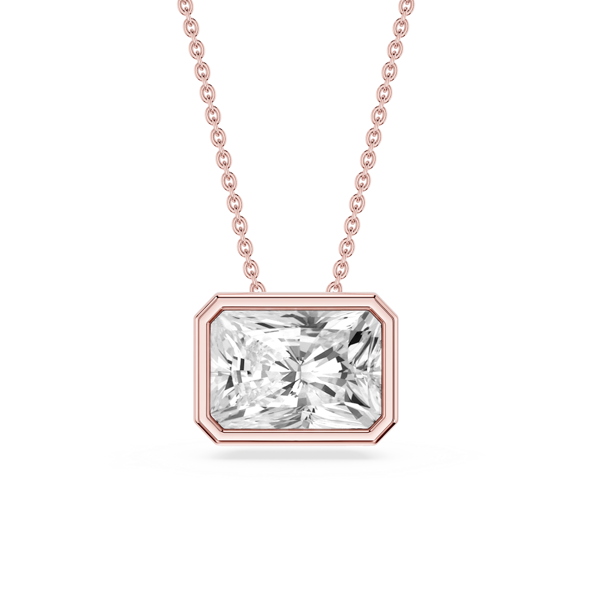 Radiant Lab Grown Diamond East West Solitaire Slide Pendant - 18 Inches