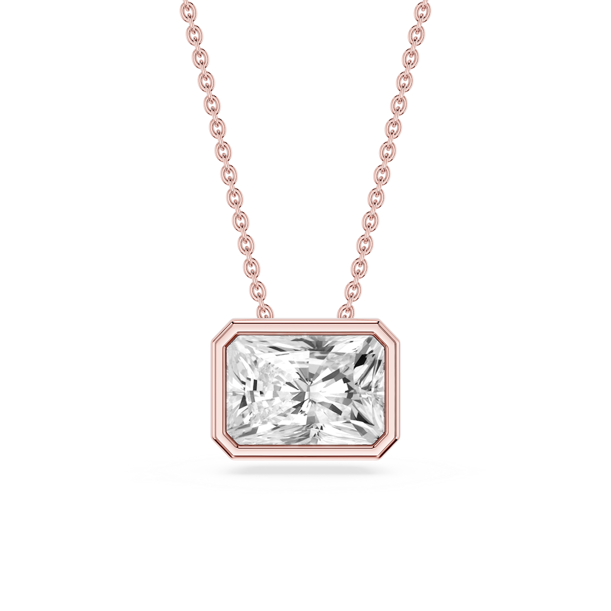 Radiant Lab Grown Diamond East West Solitaire Slide Pendant - 18 Inches