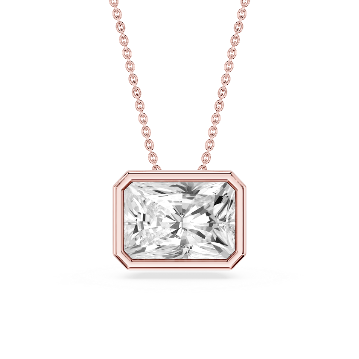 Radiant Lab Grown Diamond East West Solitaire Slide Pendant - 18 Inches