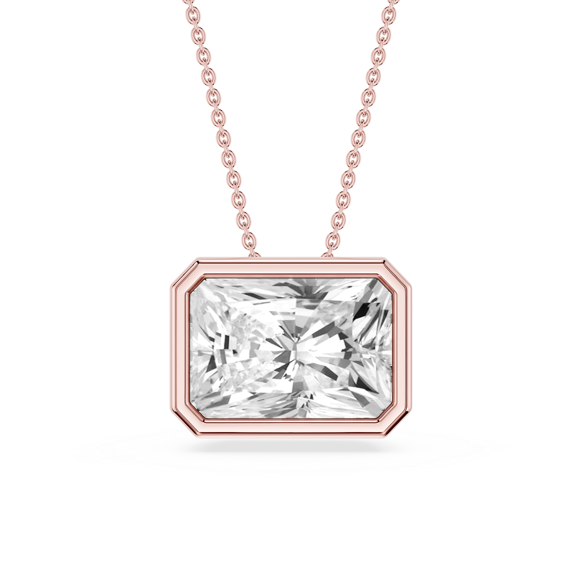 Radiant Lab Grown Diamond East West Solitaire Slide Pendant - 18 Inches