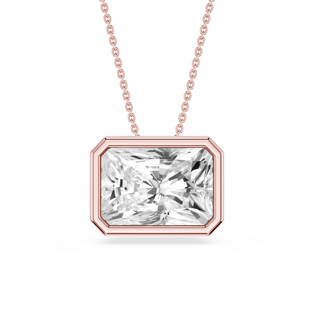 Radiant Lab Grown Diamond East West Solitaire Slide Pendant - 18 Inches