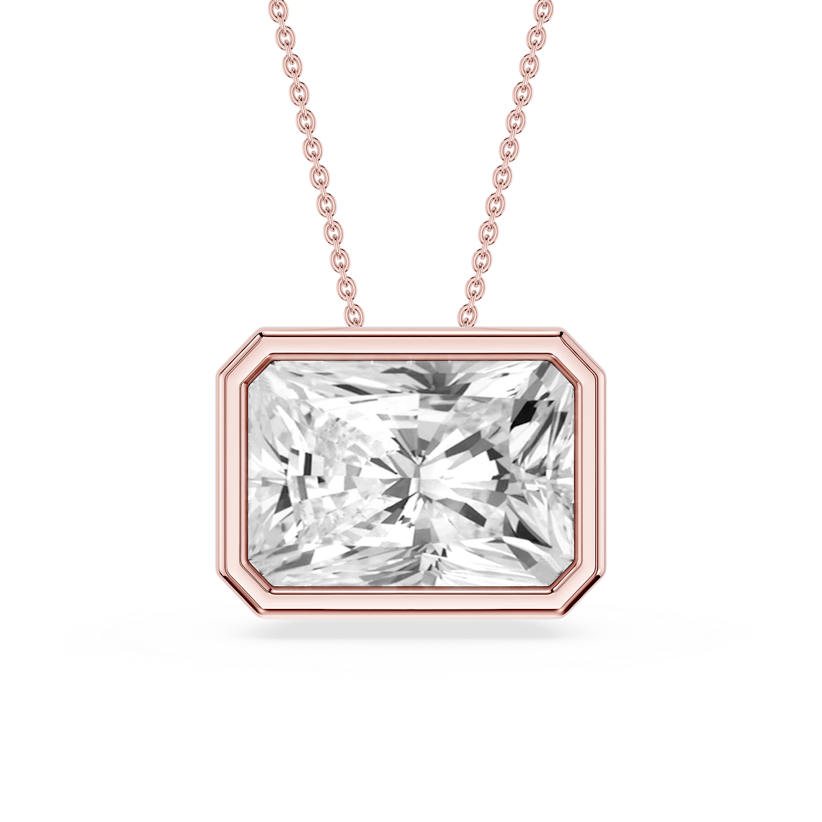 Radiant Lab Grown Diamond East West Solitaire Slide Pendant - 18 Inches