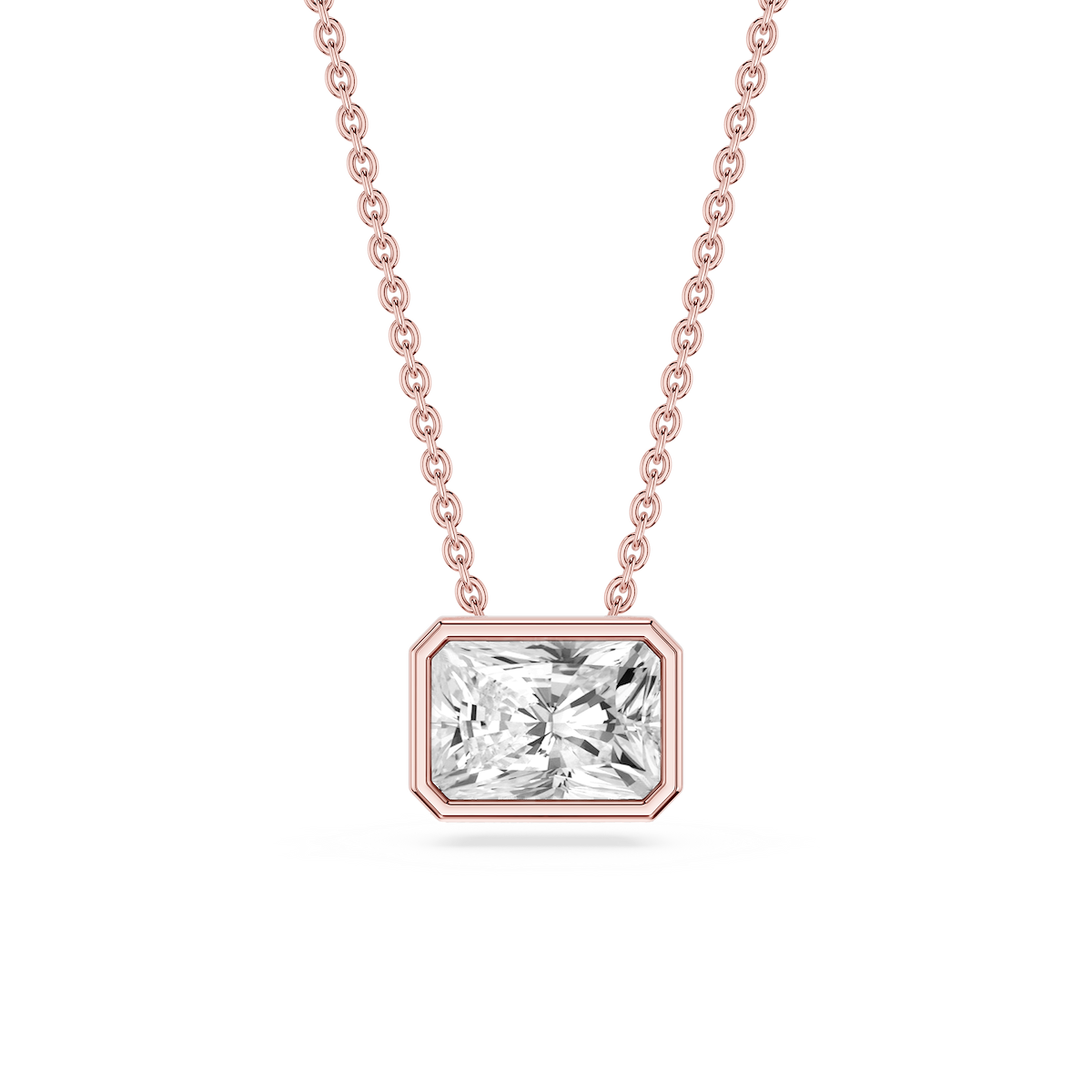 Radiant Lab Grown Diamond East West Solitaire Slide Pendant - 18 Inches