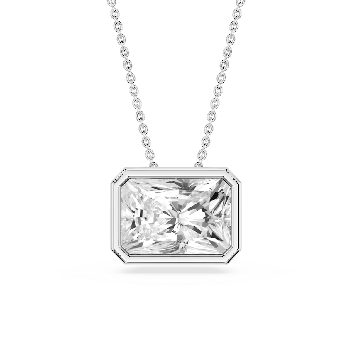 Radiant Lab Grown Diamond East West Solitaire Slide Pendant - 18 Inches
