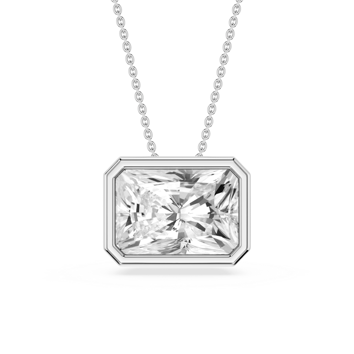 Radiant Lab Grown Diamond East West Solitaire Slide Pendant - 18 Inches