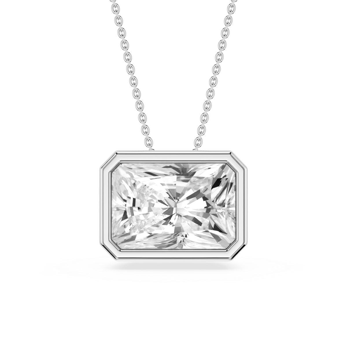 Radiant Lab Grown Diamond East West Solitaire Slide Pendant - 18 Inches