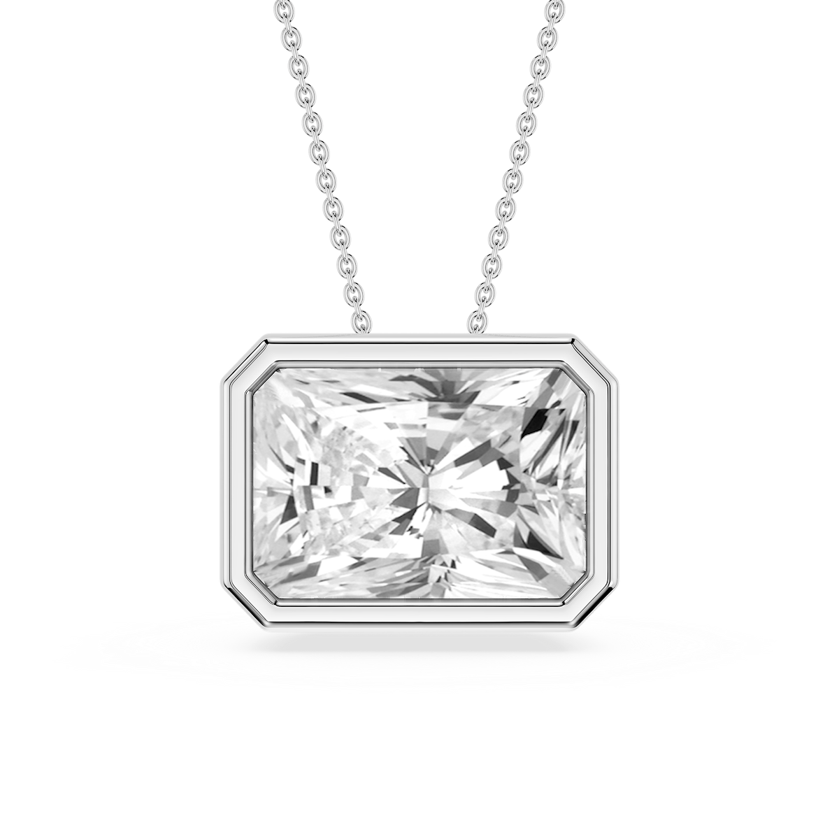 Radiant Lab Grown Diamond East West Solitaire Slide Pendant - 18 Inches