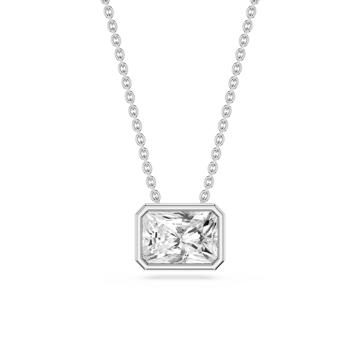 Radiant Lab Grown Diamond East West Solitaire Slide Pendant - 18 Inches
