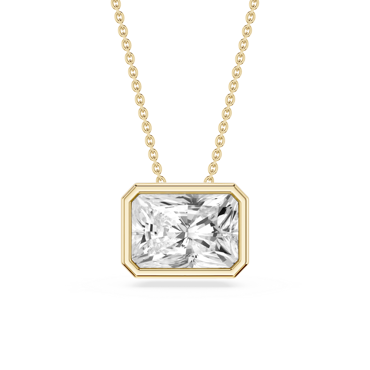 Radiant Lab Grown Diamond East West Solitaire Slide Pendant - 18 Inches