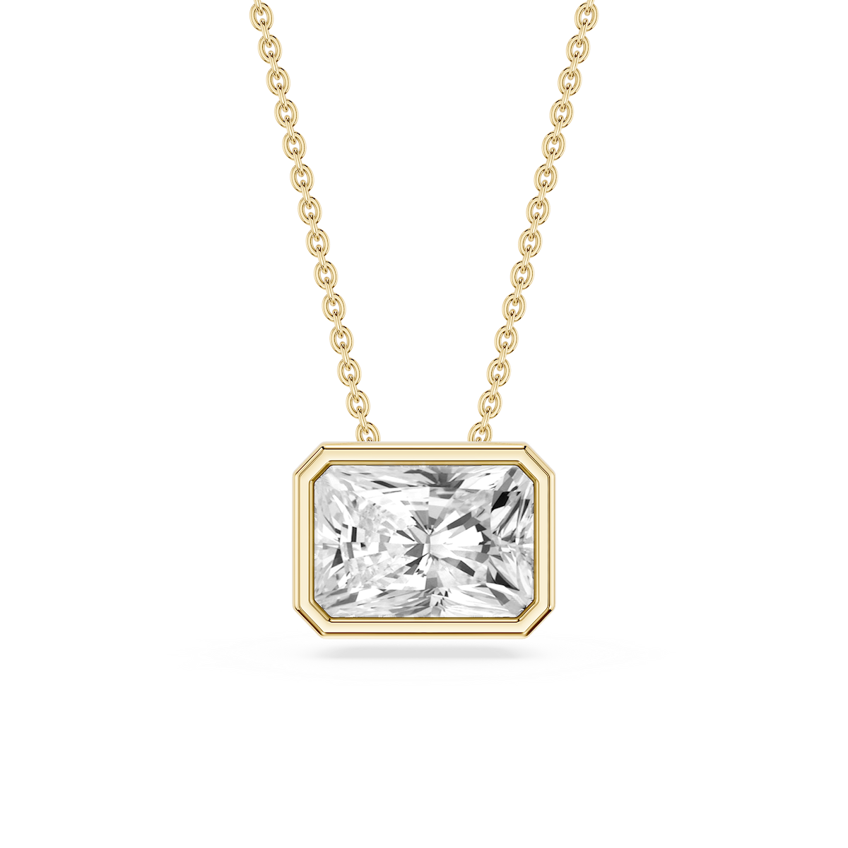 Radiant Lab Grown Diamond East West Solitaire Slide Pendant - 18 Inches