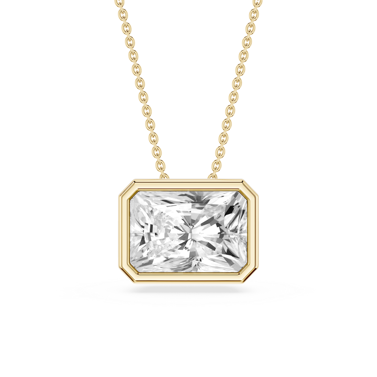 Radiant Lab Grown Diamond East West Solitaire Slide Pendant - 18 Inches