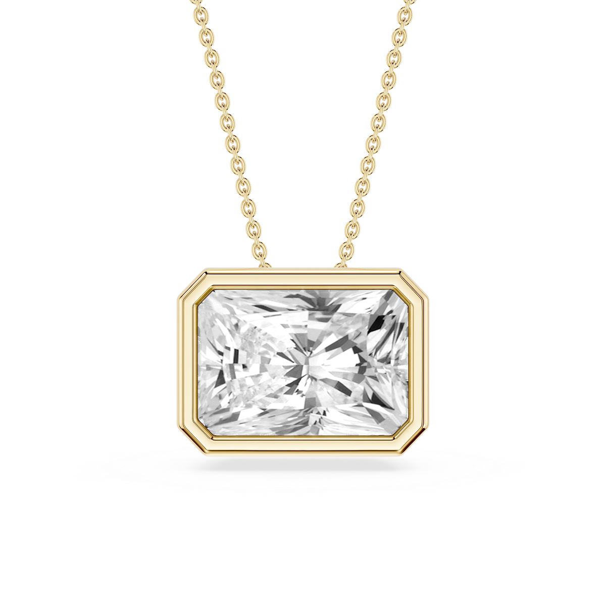 Radiant Lab Grown Diamond East West Solitaire Slide Pendant - 18 Inches
