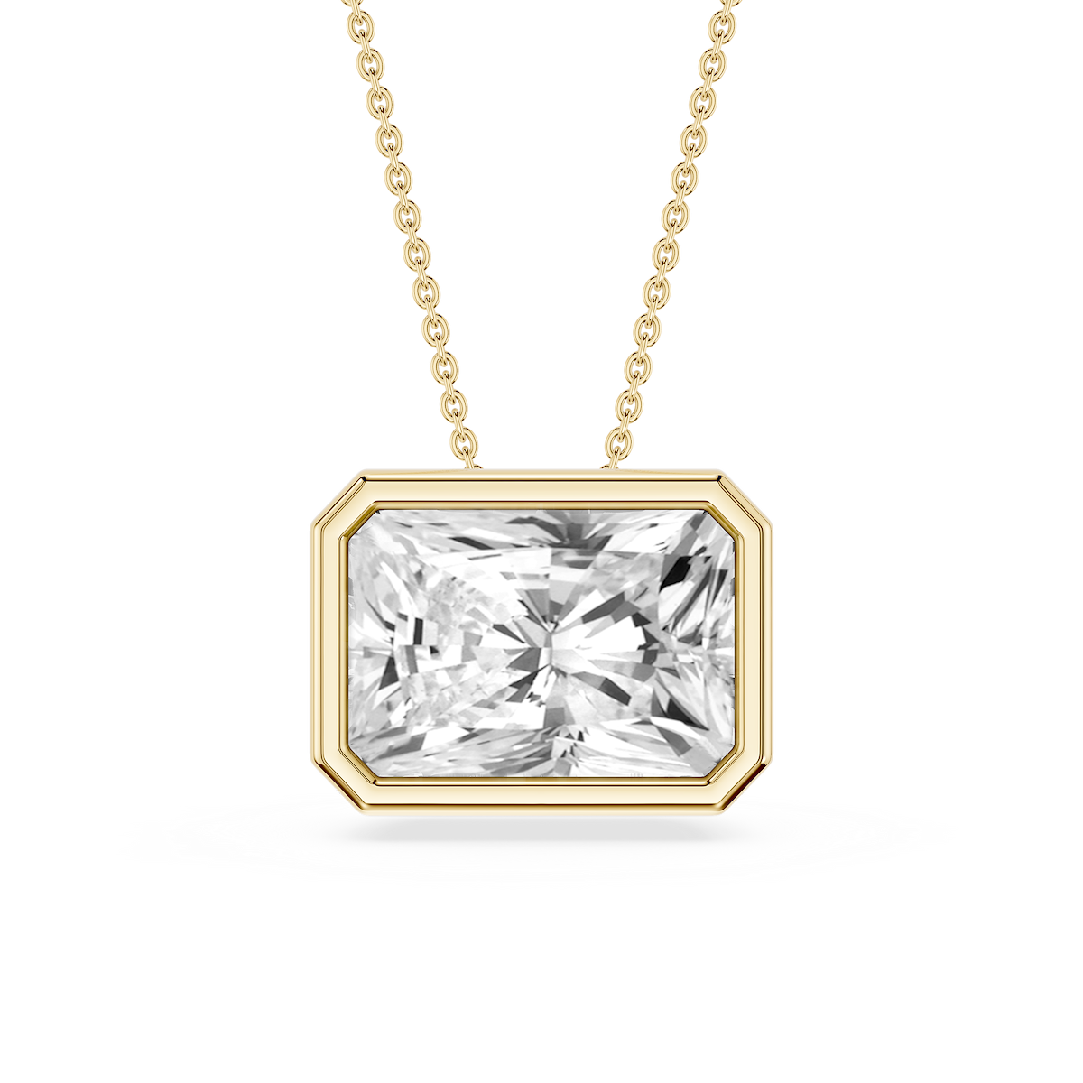 Radiant Lab Grown Diamond East West Solitaire Slide Pendant - 18 Inches