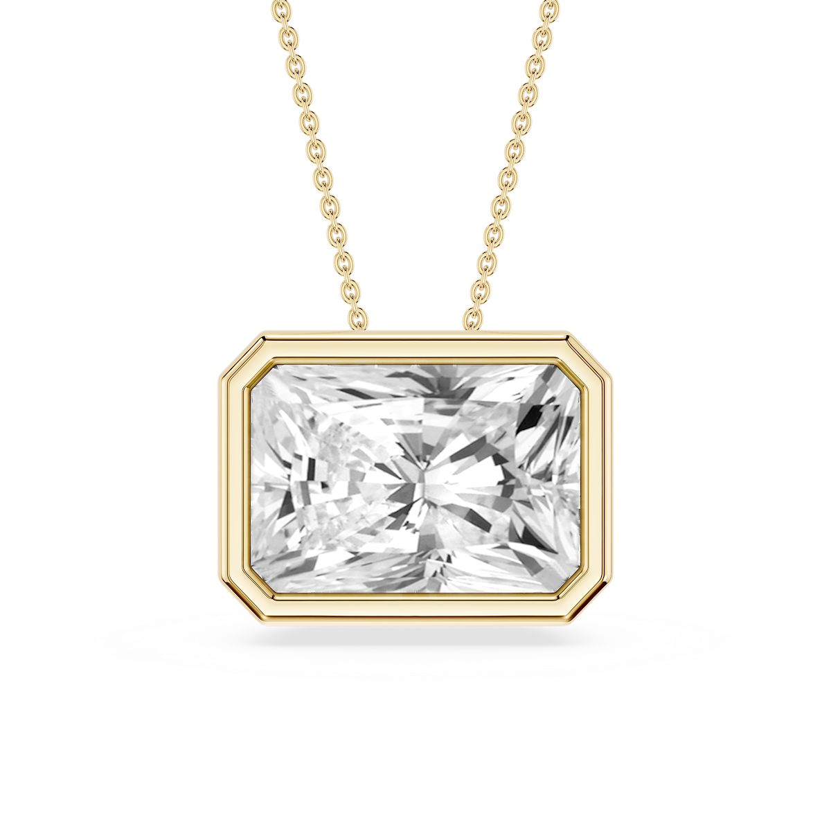 Radiant Lab Grown Diamond East West Solitaire Slide Pendant - 18 Inches