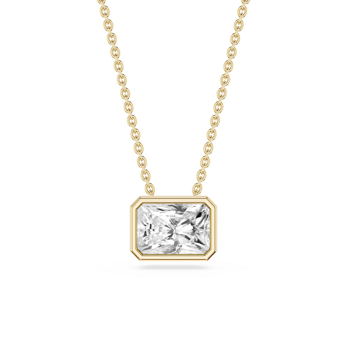 Radiant Lab Grown Diamond East West Solitaire Slide Pendant - 18 Inches