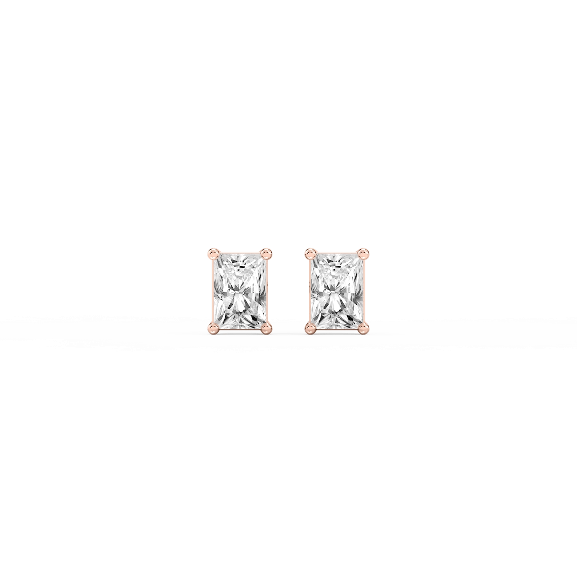 Radiant Lab Grown Diamond Classic Four Prong Threaded Back Stud Earrings