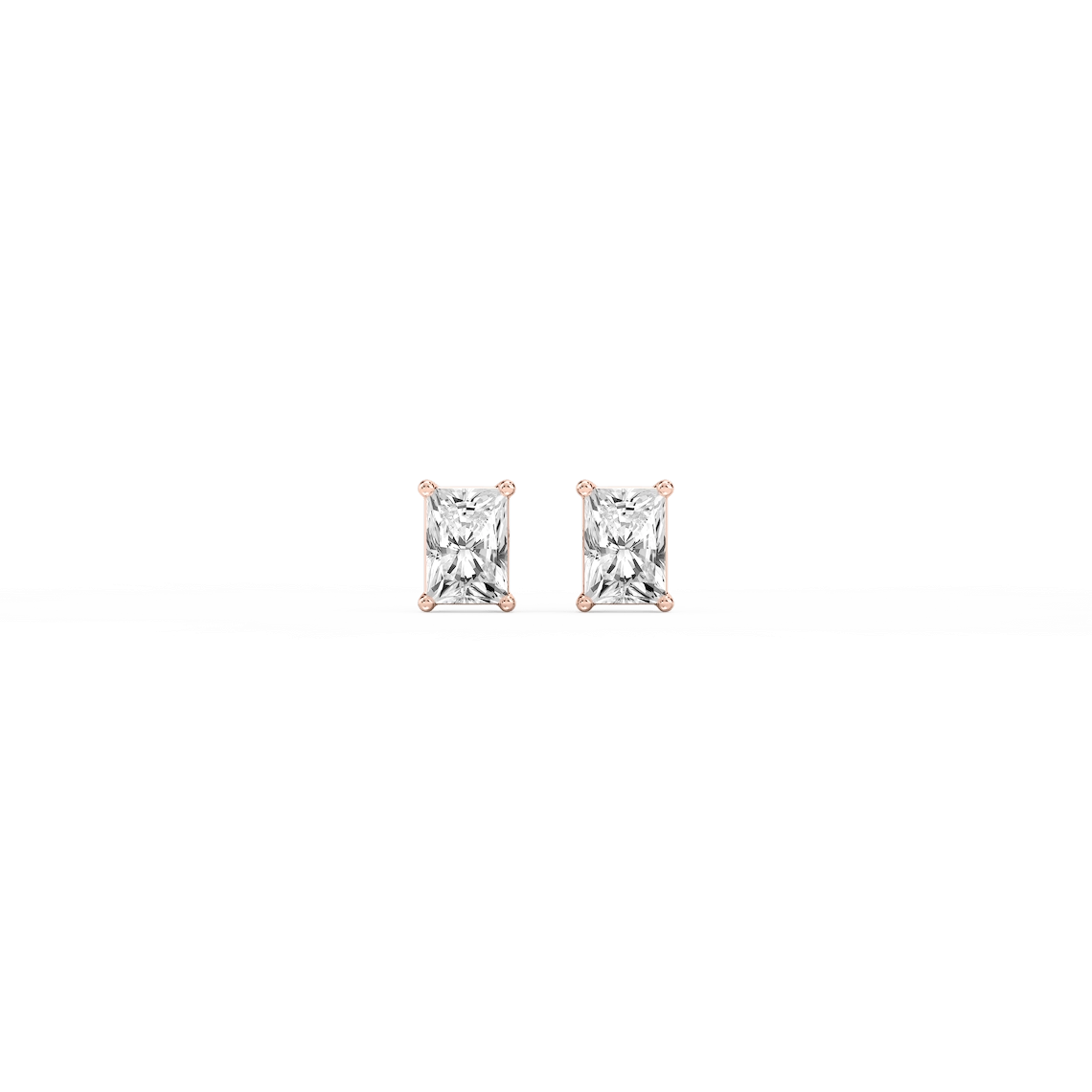 Radiant Lab Grown Diamond Classic Four Prong Threaded Back Stud Earrings