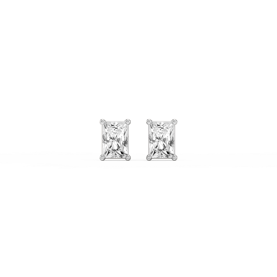 Radiant Lab Grown Diamond Classic Four Prong Threaded Back Stud Earrings