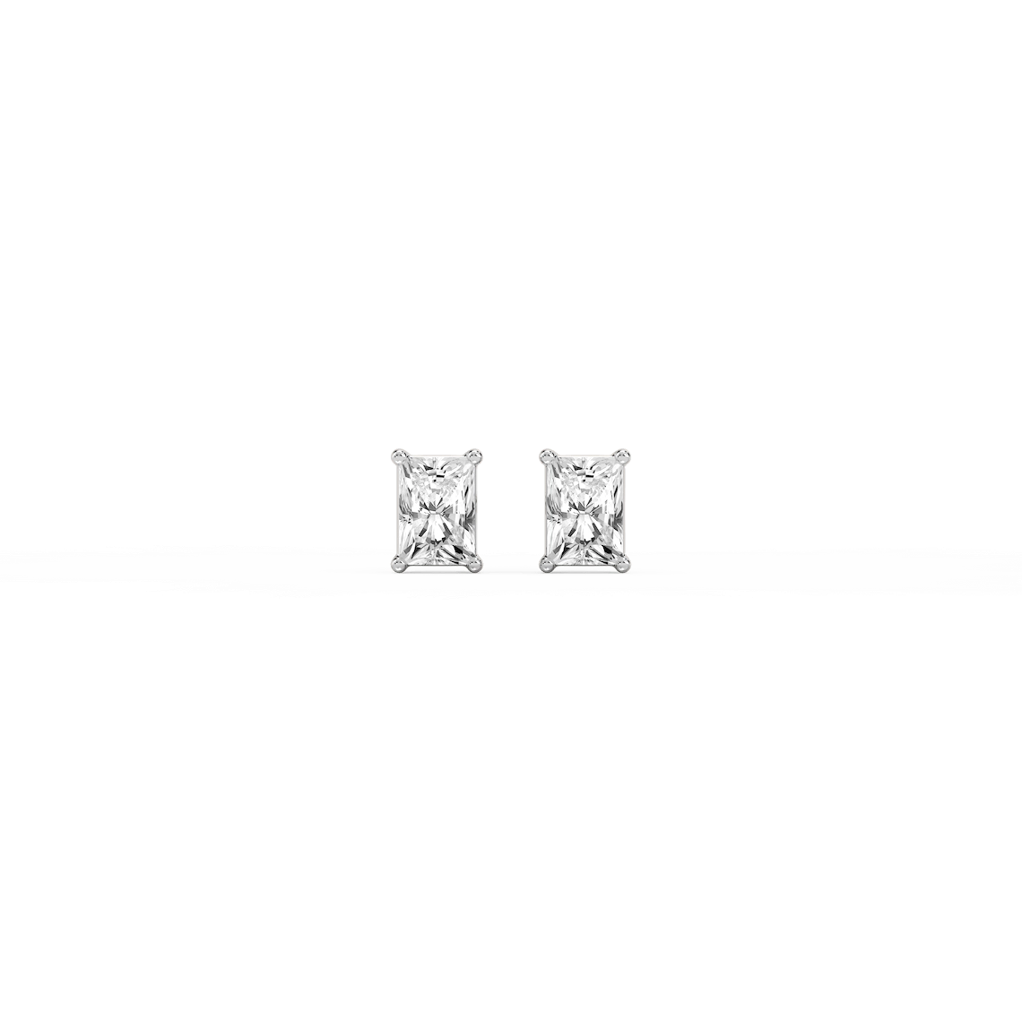 Radiant Lab Grown Diamond Classic Four Prong Threaded Back Stud Earrings