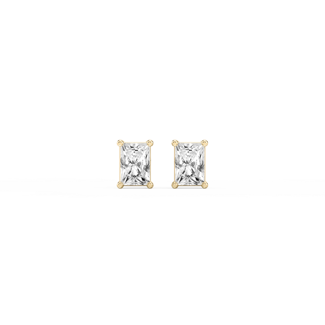 Radiant Lab Grown Diamond Classic Four Prong Threaded Back Stud Earrings