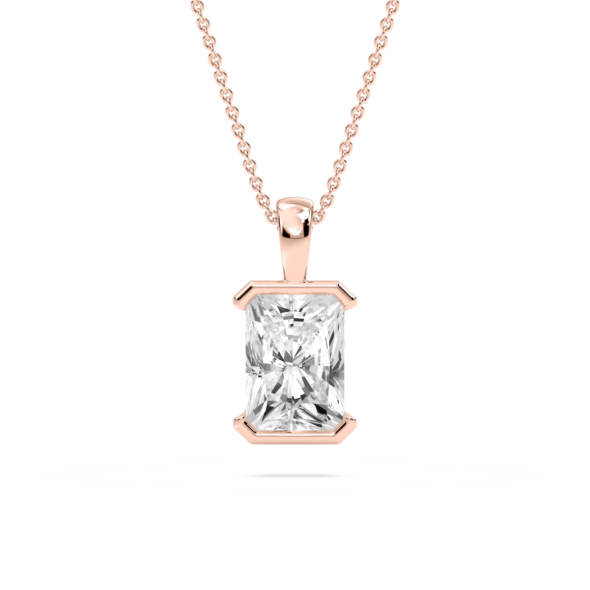 Radiant Lab Grown Diamond Half Bezel Solitaire Pendant