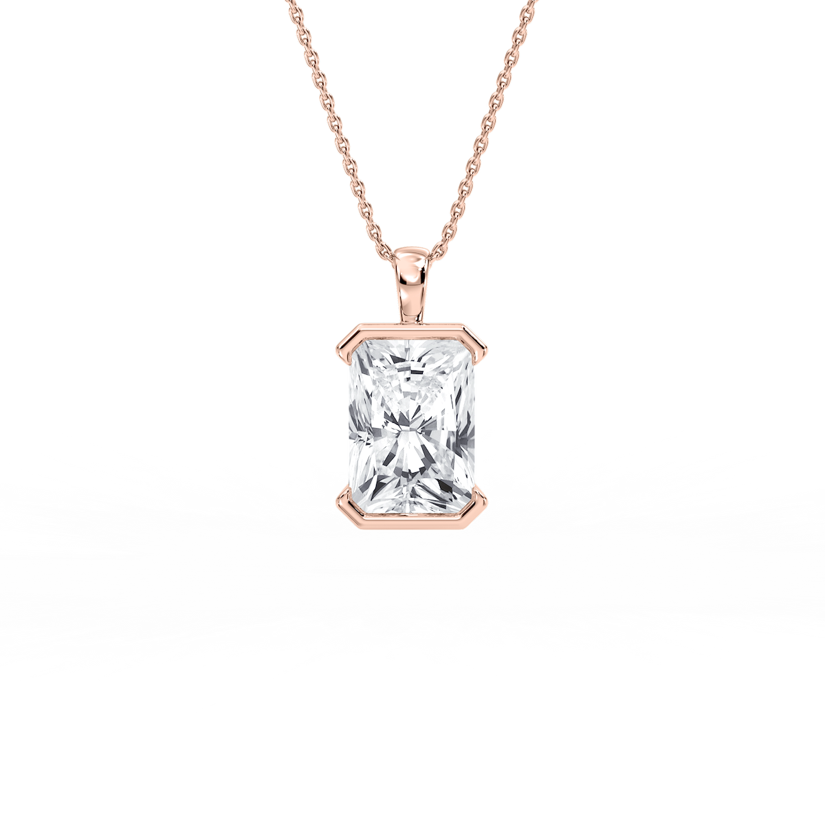 Radiant Lab Grown Diamond Half Bezel Solitaire Pendant