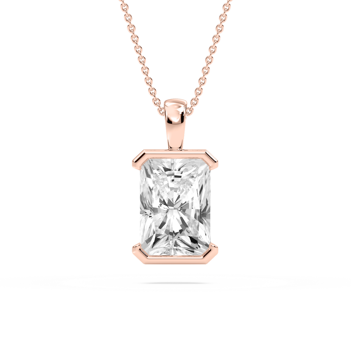 Radiant Lab Grown Diamond Half Bezel Solitaire Pendant