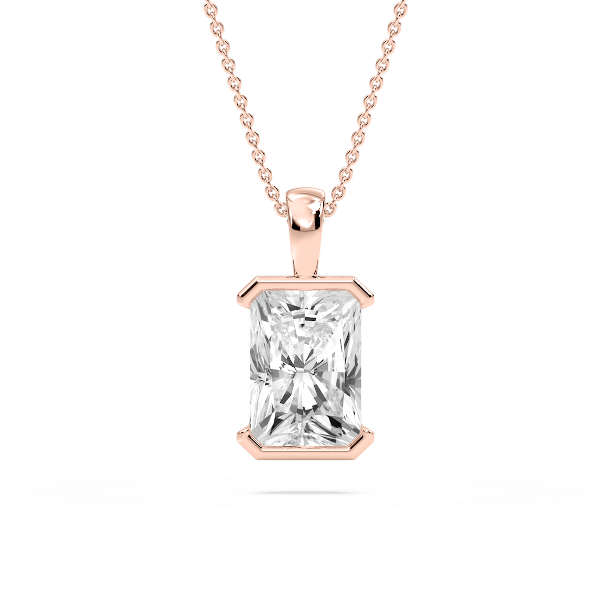 Radiant Lab Grown Diamond Half Bezel Solitaire Pendant