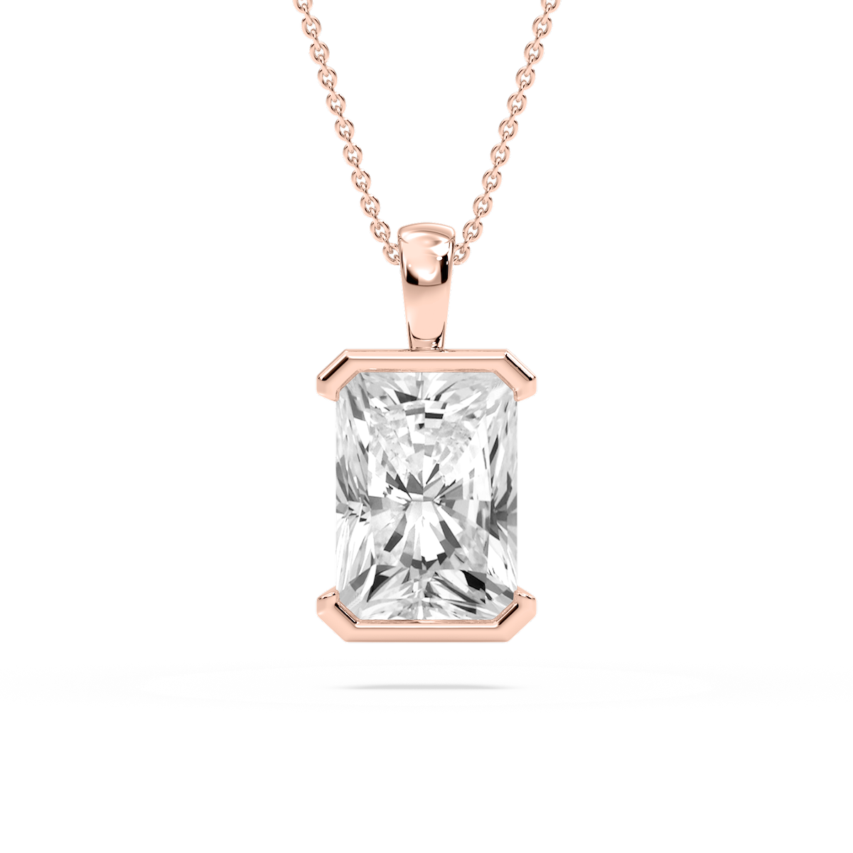 Radiant Lab Grown Diamond Half Bezel Solitaire Pendant