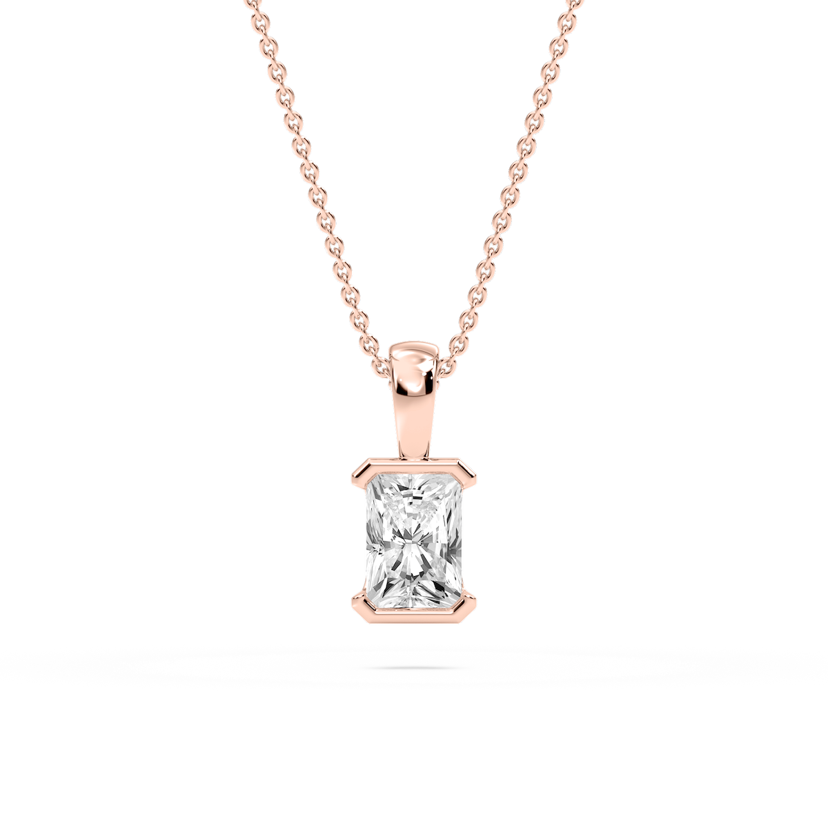 Radiant Lab Grown Diamond Half Bezel Solitaire Pendant