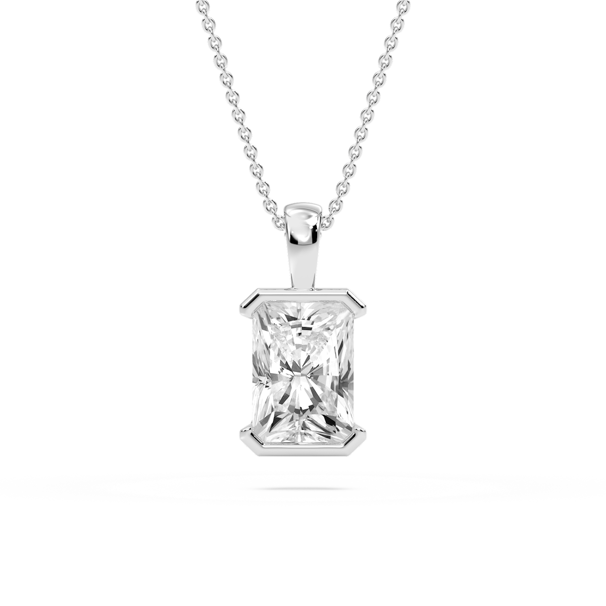 Radiant Lab Grown Diamond Half Bezel Solitaire Pendant