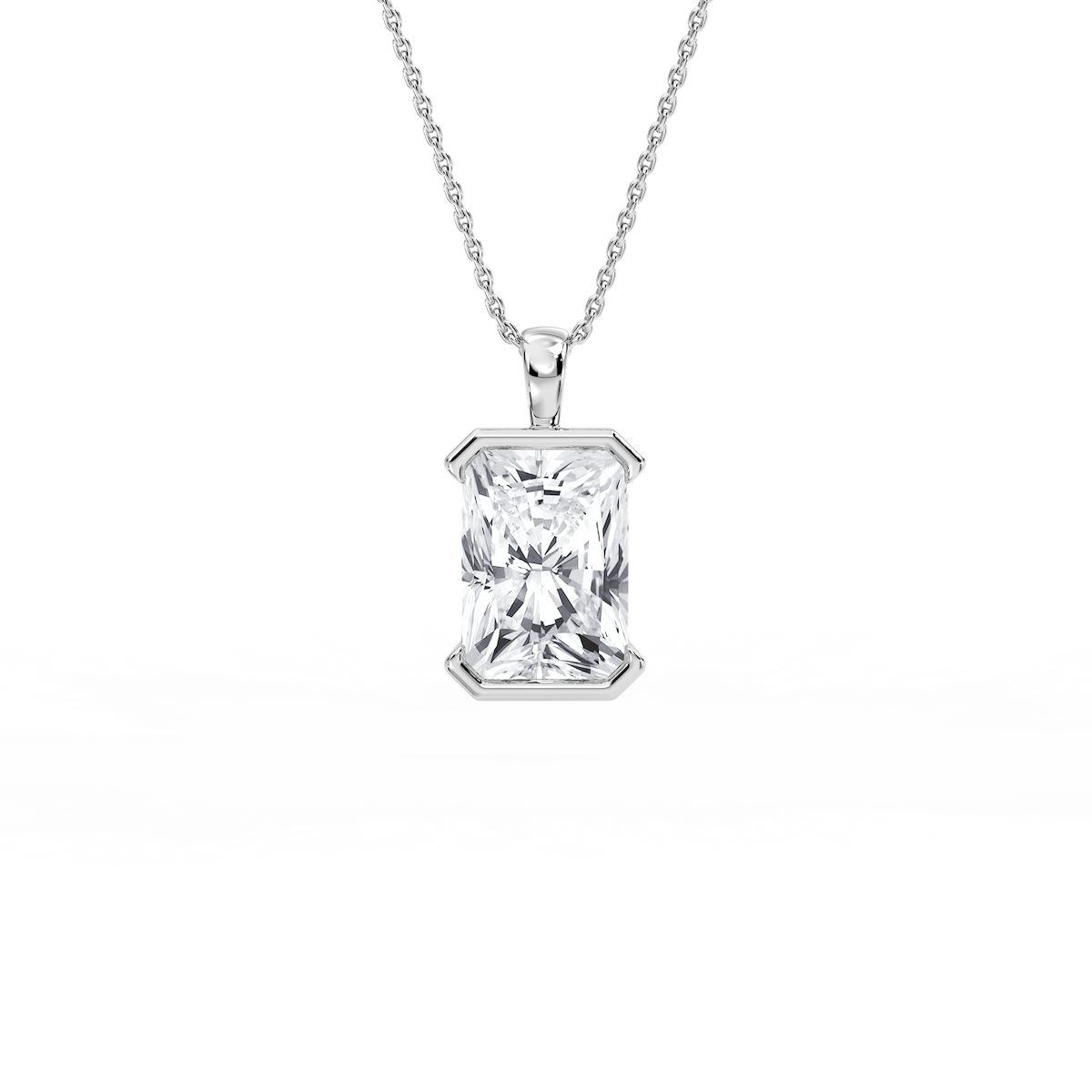 Radiant Lab Grown Diamond Half Bezel Solitaire Pendant