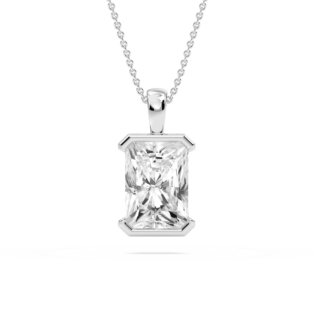 Radiant Lab Grown Diamond Half Bezel Solitaire Pendant