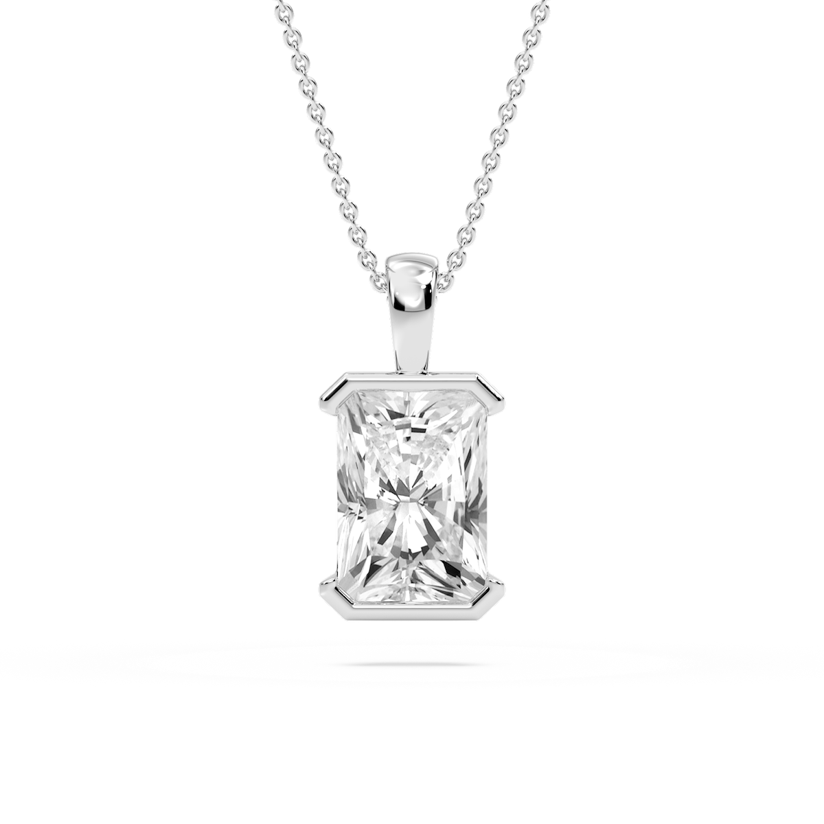 Radiant Lab Grown Diamond Half Bezel Solitaire Pendant