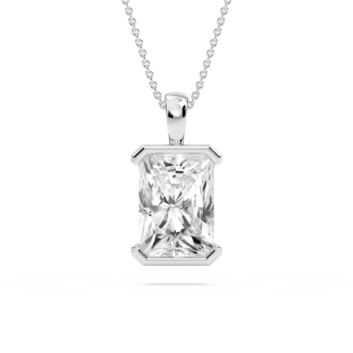Radiant Lab Grown Diamond Half Bezel Solitaire Pendant