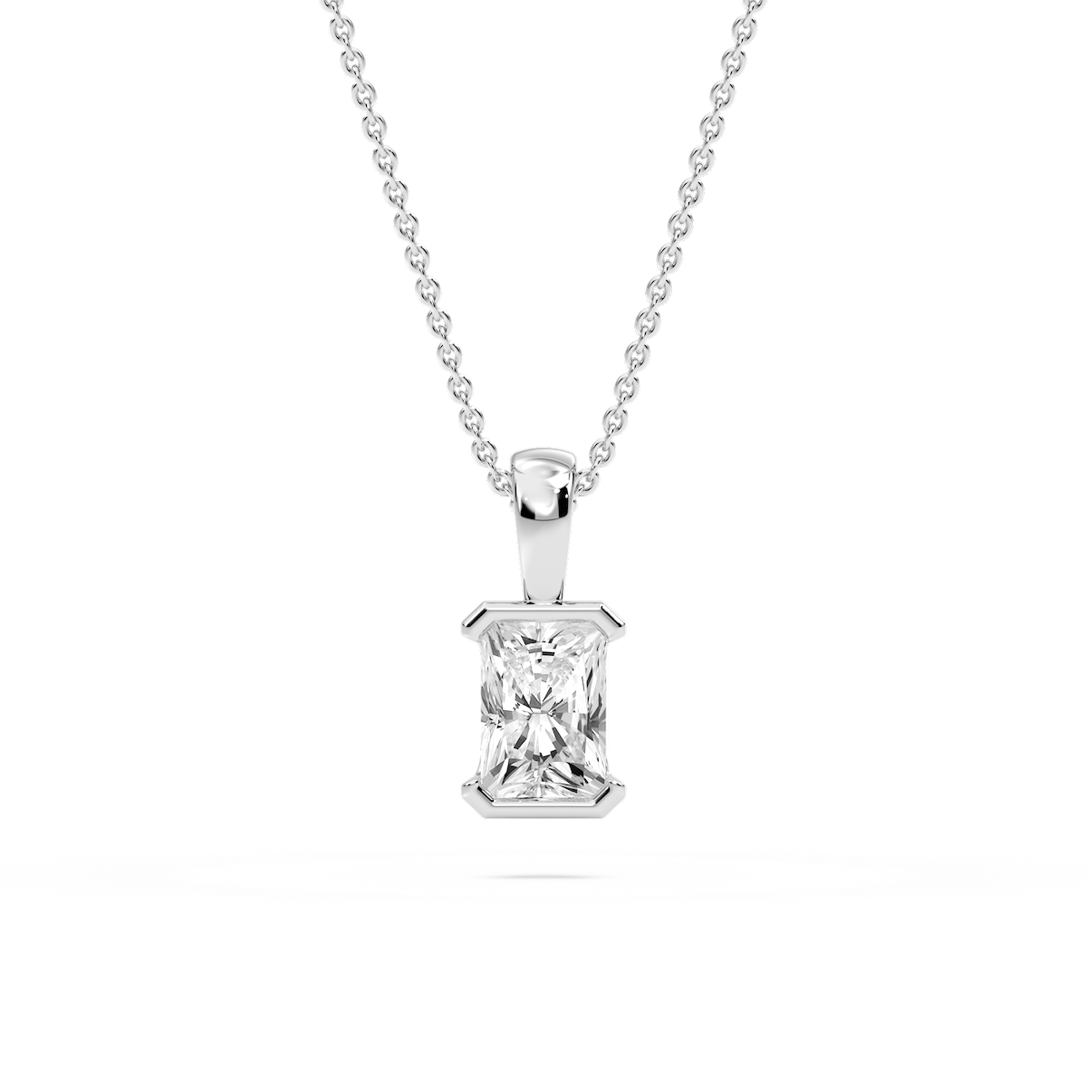 Radiant Lab Grown Diamond Half Bezel Solitaire Pendant