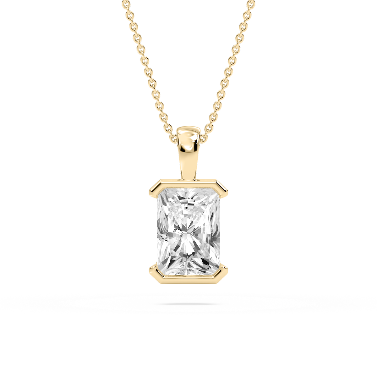 Radiant Lab Grown Diamond Half Bezel Solitaire Pendant