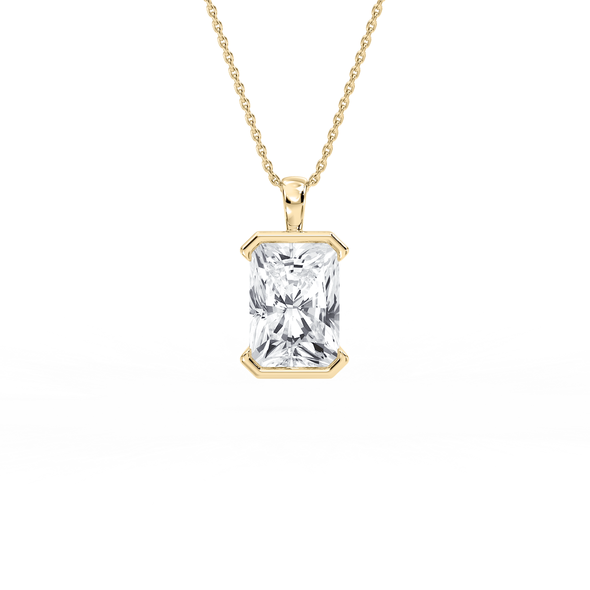 Radiant Lab Grown Diamond Half Bezel Solitaire Pendant