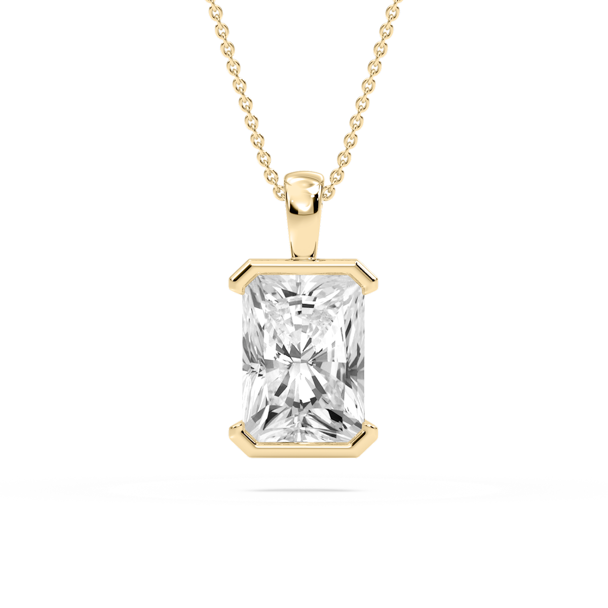 Radiant Lab Grown Diamond Half Bezel Solitaire Pendant