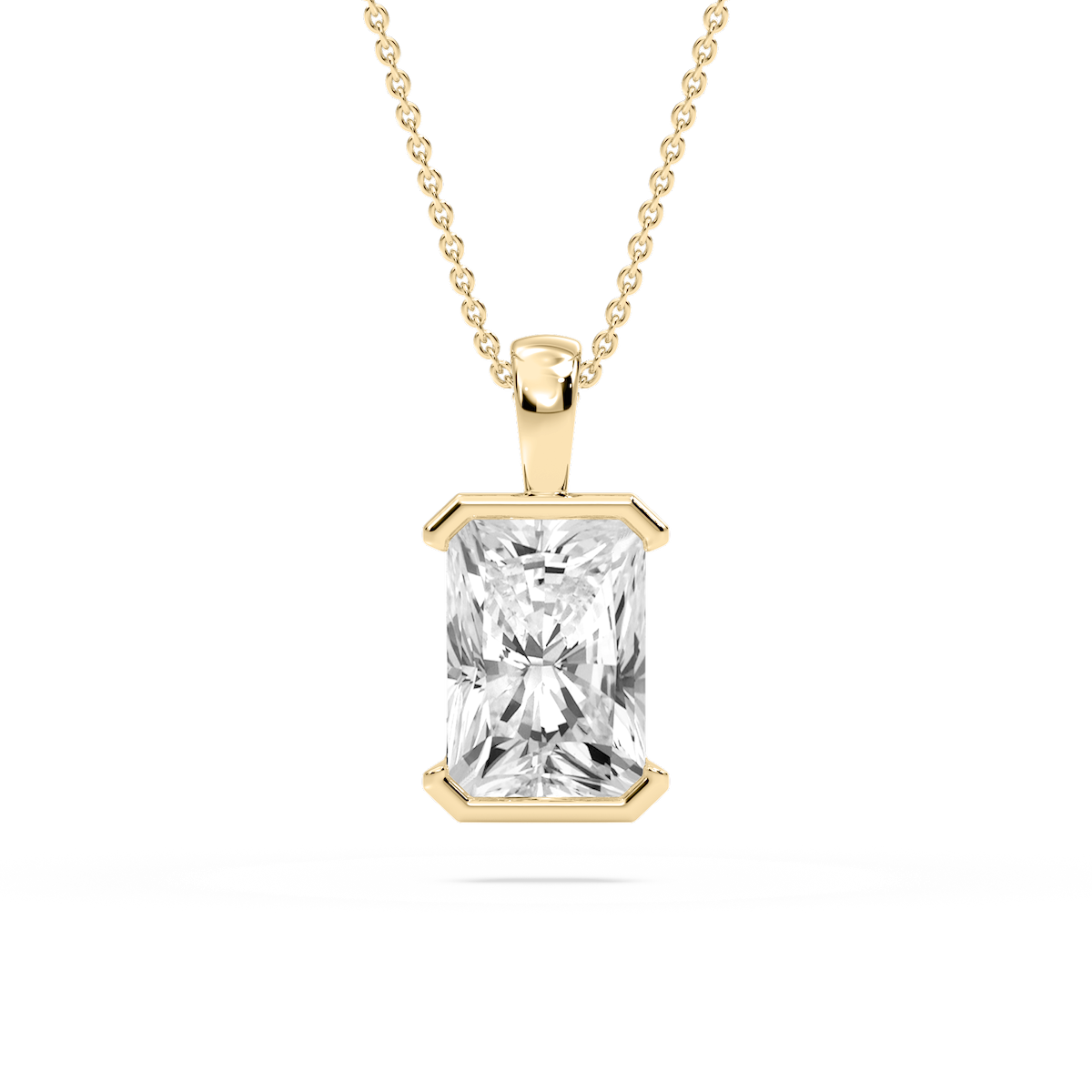 Radiant Lab Grown Diamond Half Bezel Solitaire Pendant