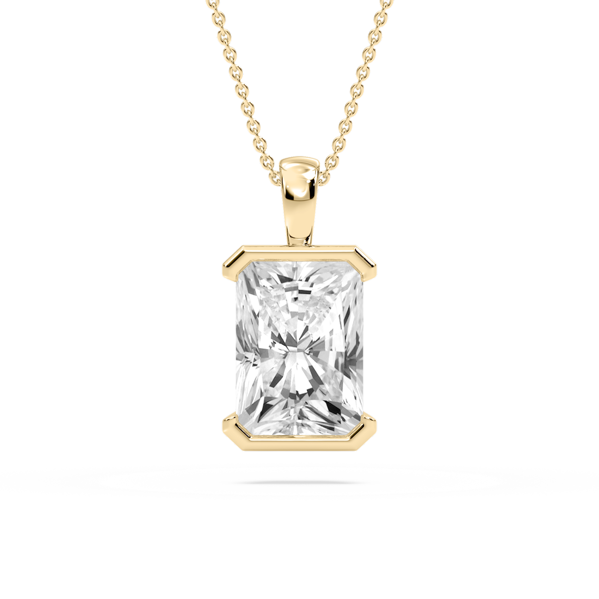 Radiant Lab Grown Diamond Half Bezel Solitaire Pendant