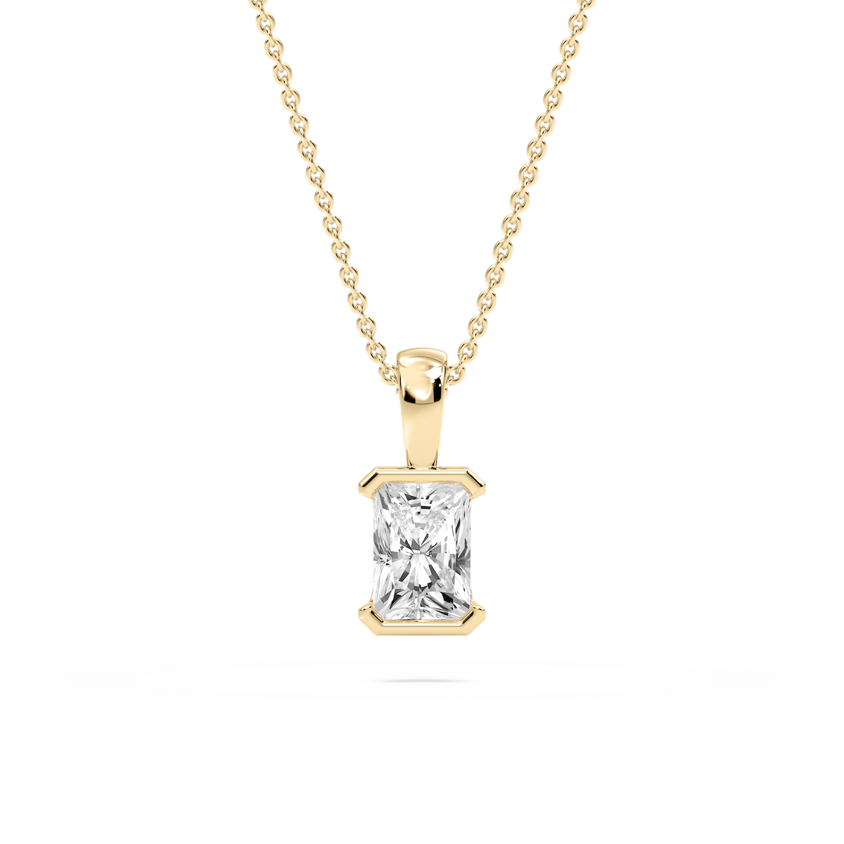 Radiant Lab Grown Diamond Half Bezel Solitaire Pendant
