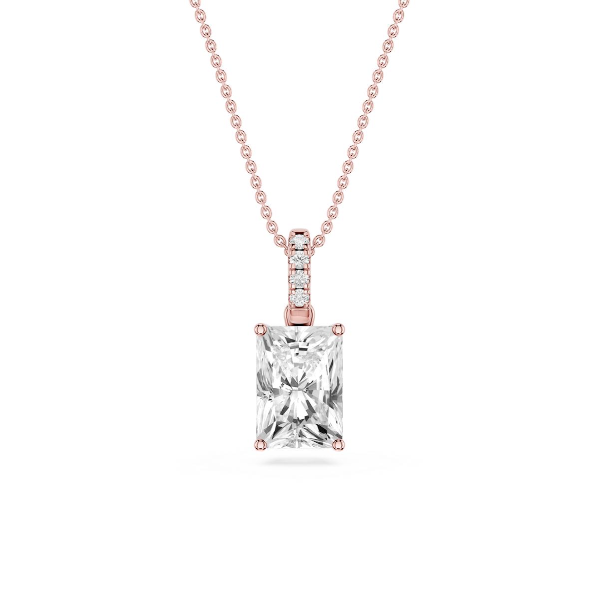 Radiant Lab Grown Diamond Hidden Halo Pendant - 16 to 18 Inches